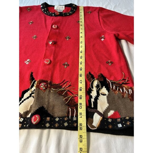 VTG Just B Button Up Cardigan MED Equestrian Horse Western Cowboy Novelty - Picture 4 of 6